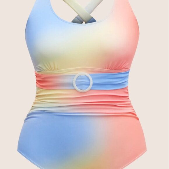 Bloomchic Plus Size Ombre Buckle Detail One Piece Swimsuit 2XL - us size 18 - Picture 5 of 5